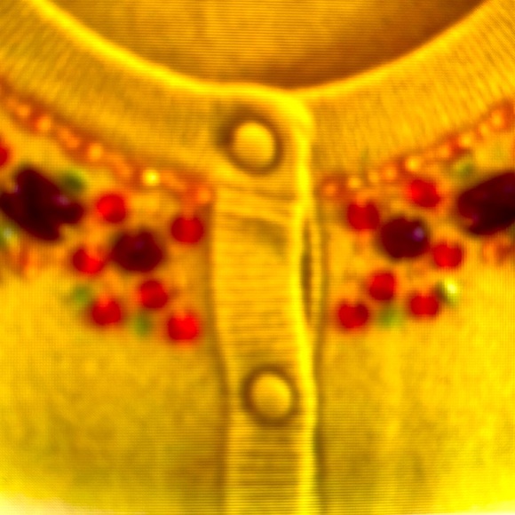 Kate Spade Paulina Cardigan Sweater in Chartreuse/Mustard Jeweled Collar - Picture 2 of 10